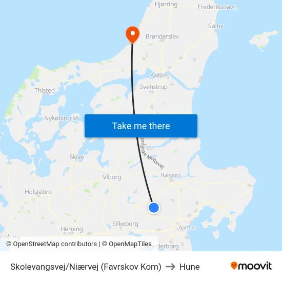 Skolevangsvej/Niærvej (Favrskov Kom) to Hune map