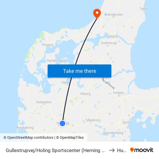 Gullestrupvej/Holing Sportscenter (Herning Kom) to Hune map