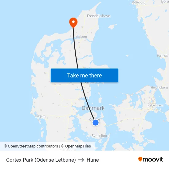 Cortex Park (Odense Letbane) to Hune map