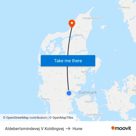 Aldebertsmindevej V Koldingvej to Hune map