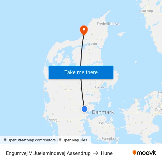Engumvej V Juelsmindevej Assendrup to Hune map