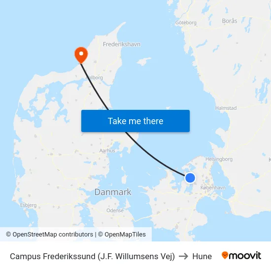 Campus Frederikssund (J.F. Willumsens Vej) to Hune map