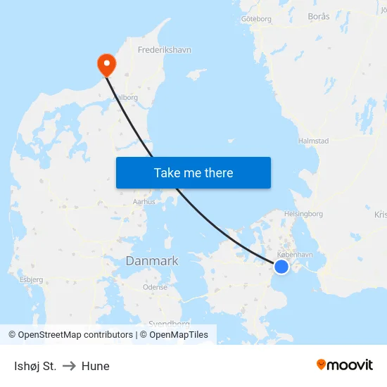 Ishøj St. to Hune map