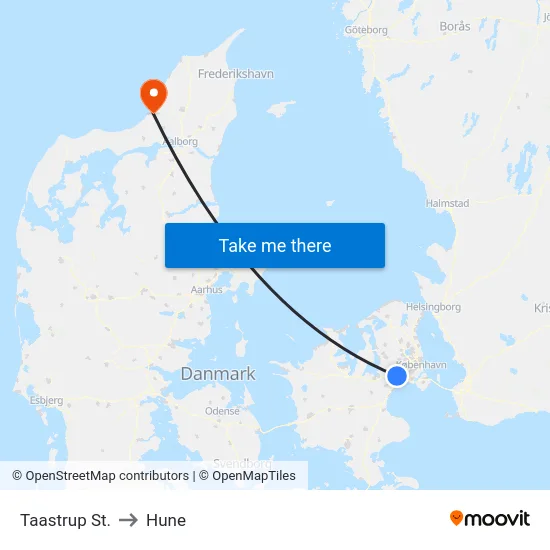 Taastrup St. to Hune map