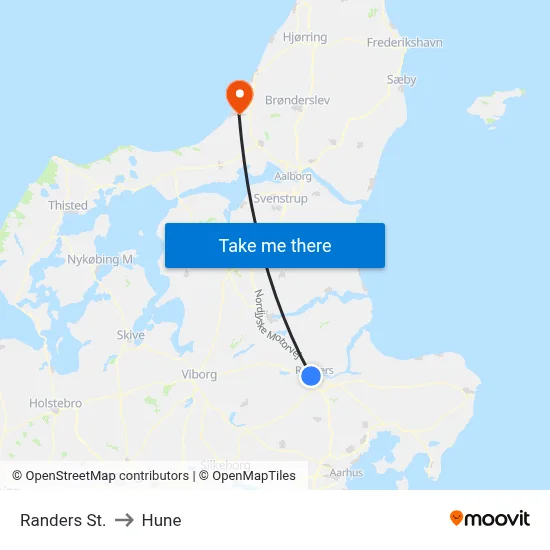 Randers St. to Hune map