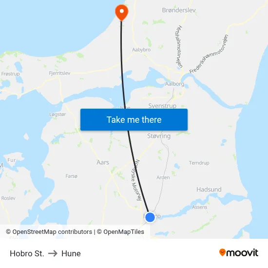Hobro St. to Hune map