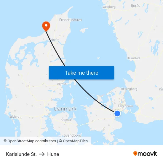 Karlslunde St. to Hune map