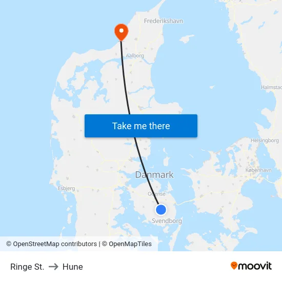 Ringe St. to Hune map