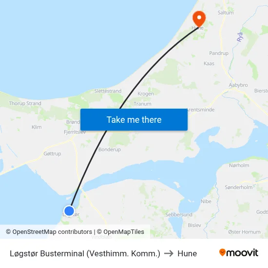 Løgstør Busterminal (Vesthimm. Komm.) to Hune map