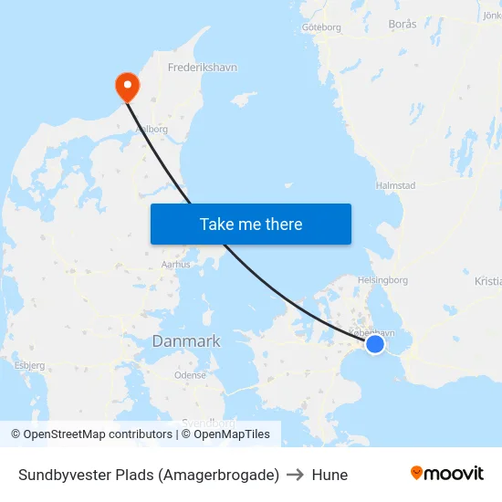 Sundbyvester Plads (Amagerbrogade) to Hune map
