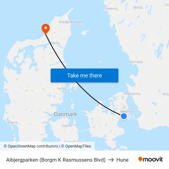 Albjergparken (Borgm K Rasmussens Blvd) to Hune map