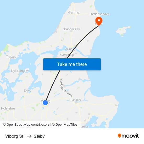Viborg St. to Sæby map
