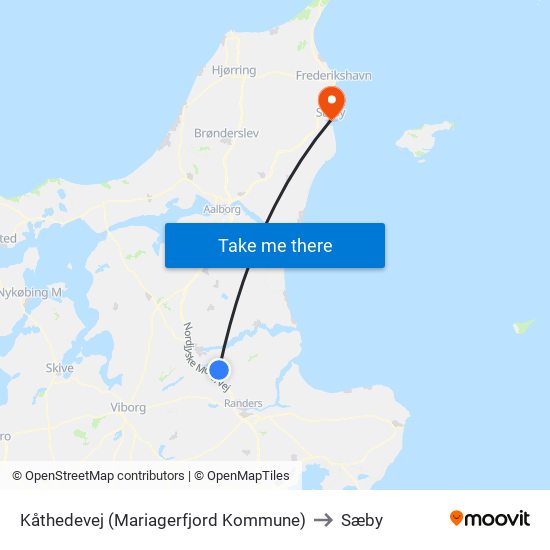 Kåthedevej (Mariagerfjord Kommune) to Sæby map