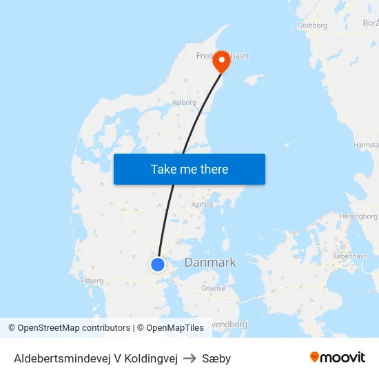 Aldebertsmindevej V Koldingvej to Sæby map