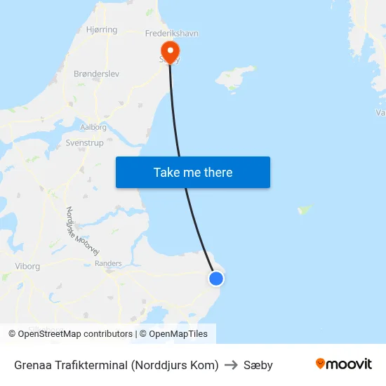 Grenaa Trafikterminal (Norddjurs Kom) to Sæby map
