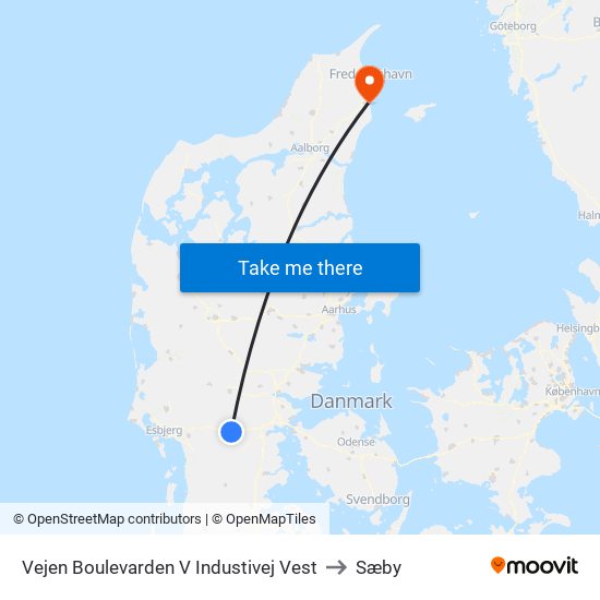 Vejen Boulevarden V Industivej Vest to Sæby map