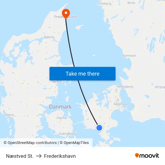 Næstved St. to Frederikshavn map