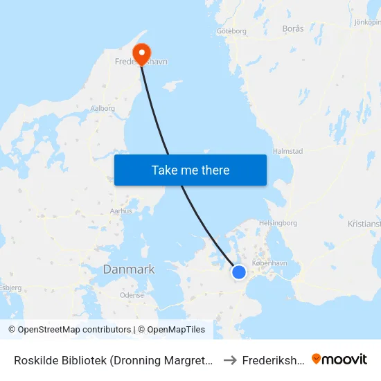 Roskilde Bibliotek (Dronning Margrethes Vej) to Frederikshavn map