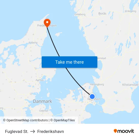 Fuglevad St. to Frederikshavn map