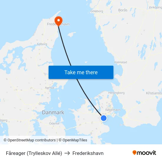 Fåreager (Trylleskov Allé) to Frederikshavn map