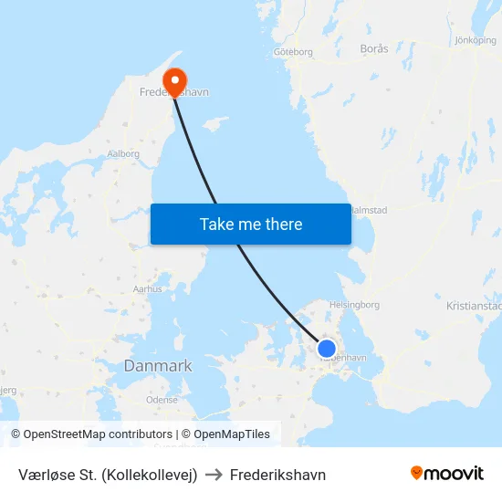 Værløse St. (Kollekollevej) to Frederikshavn map