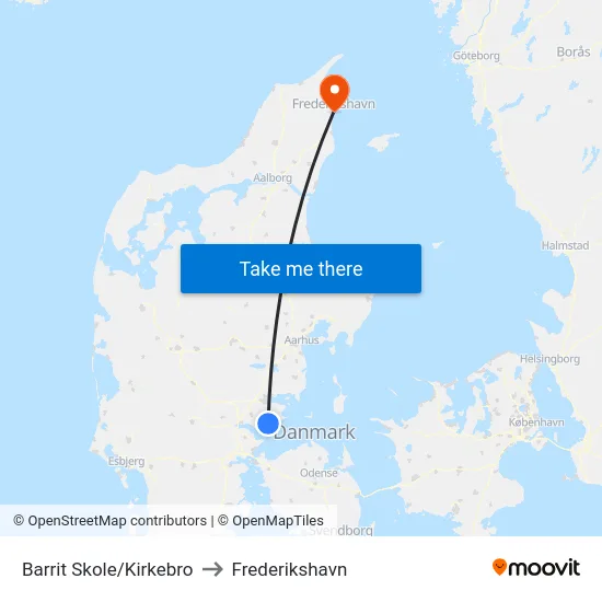 Barrit Skole/Kirkebro to Frederikshavn map