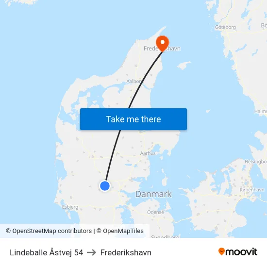 Lindeballe Åstvej 54 to Frederikshavn map