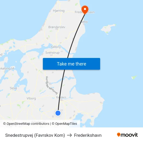 Snedestrupvej (Favrskov Kom) to Frederikshavn map