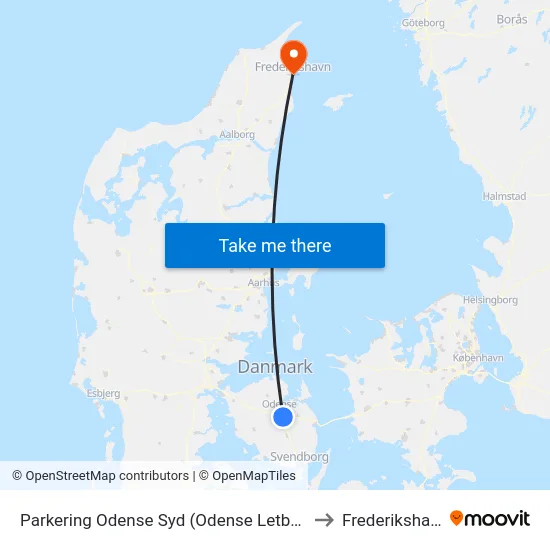 Parkering Odense Syd (Odense Letbane) to Frederikshavn map