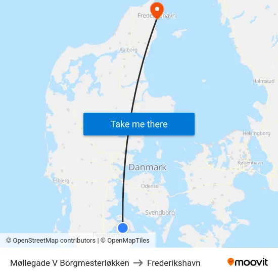 Møllegade V Borgmesterløkken to Frederikshavn map