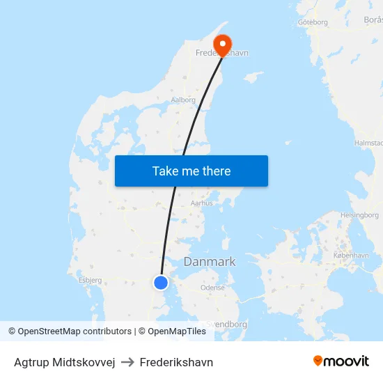 Agtrup Midtskovvej to Frederikshavn map