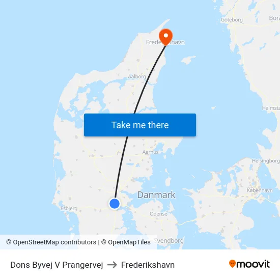 Dons Byvej V Prangervej to Frederikshavn map