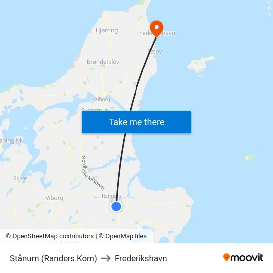 Stånum (Randers Kom) to Frederikshavn map