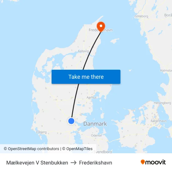 Mælkevejen V Stenbukken to Frederikshavn map