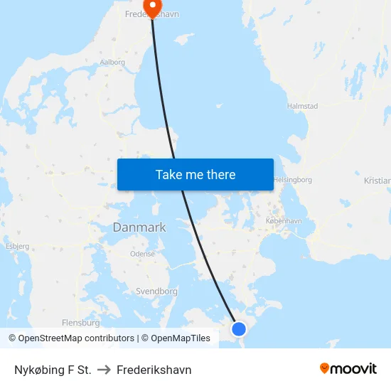 Nykøbing F St. to Frederikshavn map