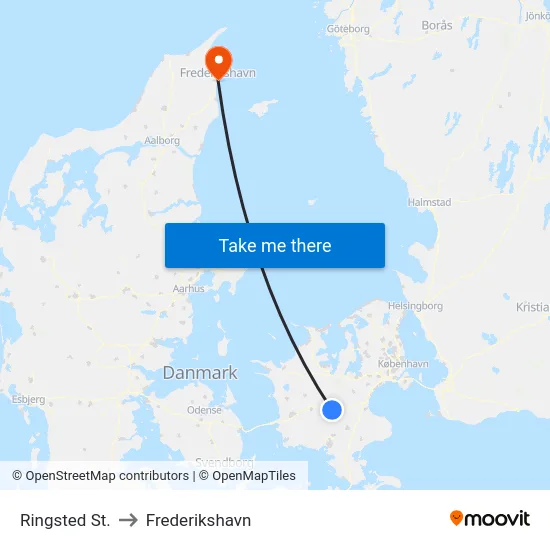 Ringsted St. to Frederikshavn map