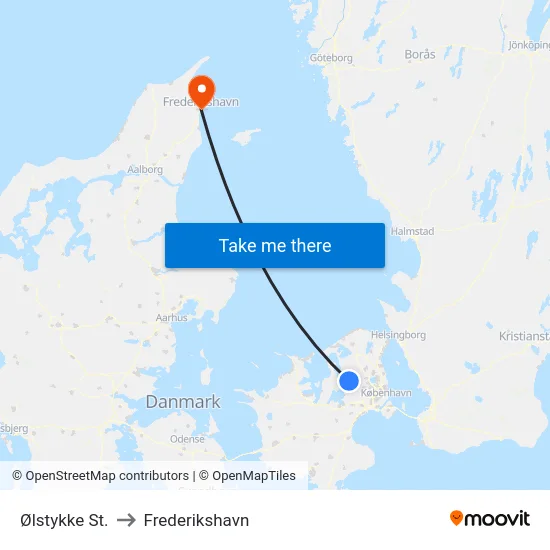 Ølstykke St. to Frederikshavn map