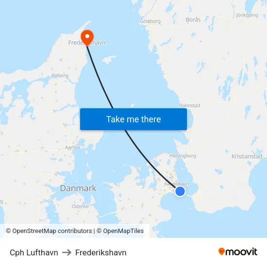 Cph Lufthavn to Frederikshavn map