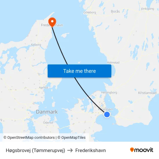 Høgsbrovej (Tømmerupvej) to Frederikshavn map