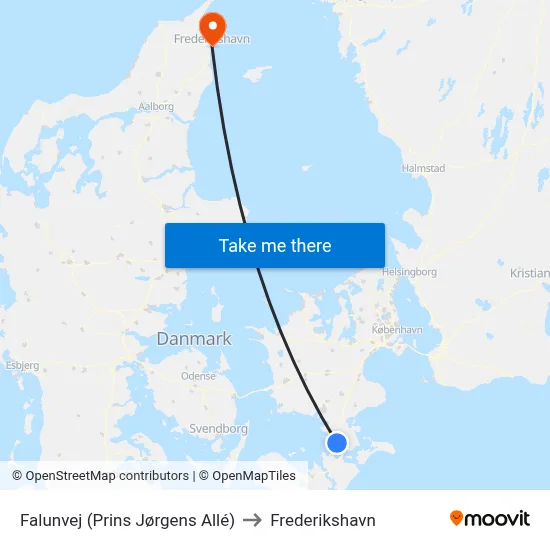 Falunvej (Prins Jørgens Allé) to Frederikshavn map
