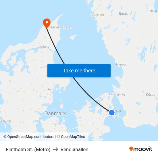 Flintholm St. (Metro) to Vendiahallen map