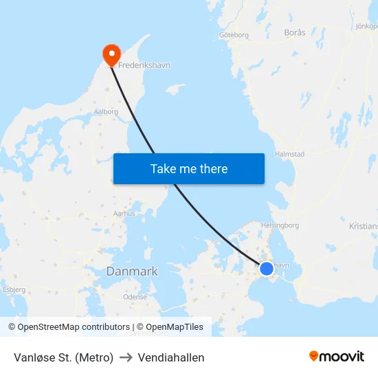 Vanløse St. (Metro) to Vendiahallen map