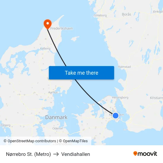 Nørrebro St. (Metro) to Vendiahallen map