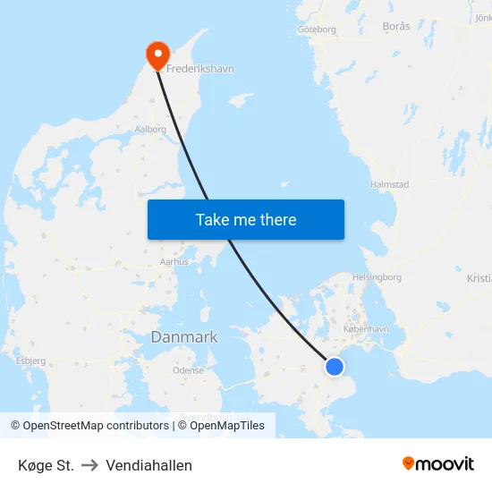 Køge St. to Vendiahallen map