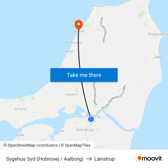 Sygehus Syd (Hobrovej / Aalborg) to Lønstrup map