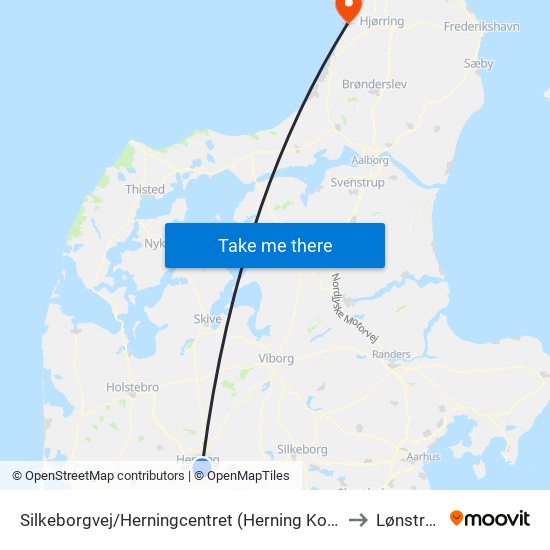 Silkeborgvej/Herningcentret (Herning Kom) to Lønstrup map