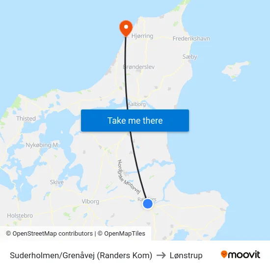 Suderholmen/Grenåvej (Randers Kom) to Lønstrup map
