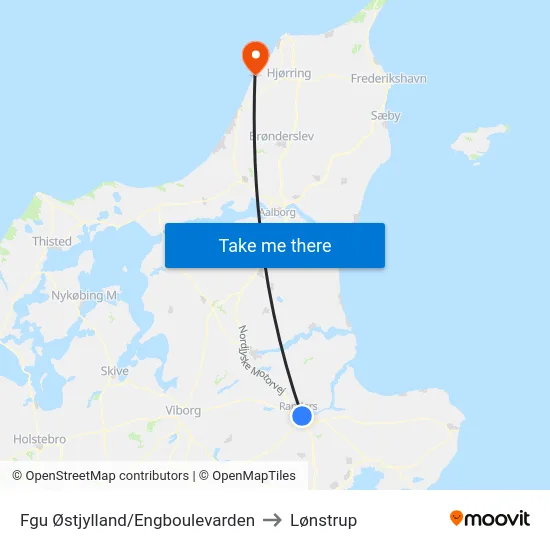 Fgu Østjylland/Engboulevarden to Lønstrup map
