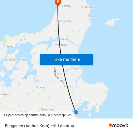 Busgaden (Aarhus Kom) to Lønstrup map