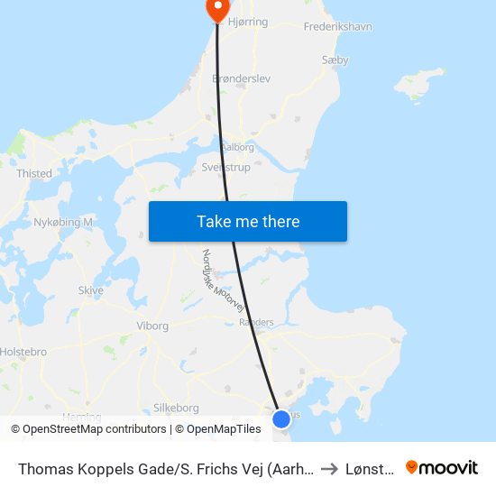 Thomas Koppels Gade/S. Frichs Vej (Aarhus Kom) to Lønstrup map